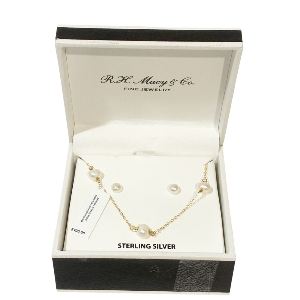 R.H. Macy & Co. Fine Jewelry Women's‎ Sterling Silver Necklace And Earring Set